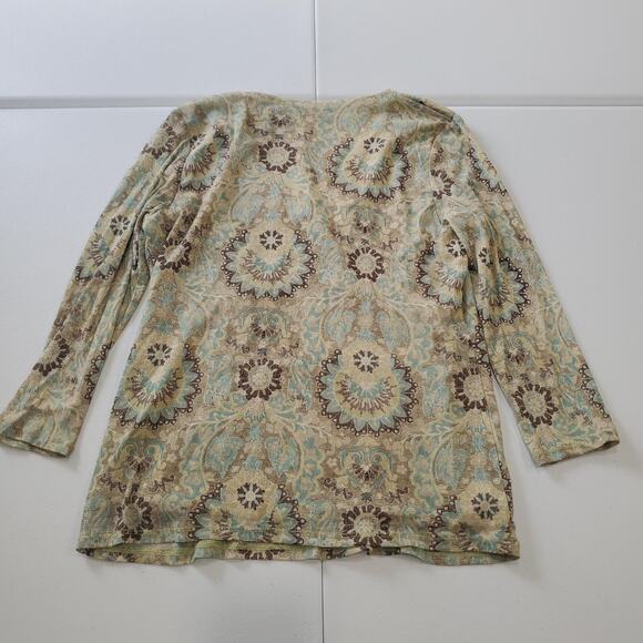 Y2K Babydoll Forest Fairy Top Womens Large Green Pattern Boho Long Sleeve - Picture 3 of 7